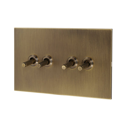 4 Gang 2 Way Switch (148) – Knurled Toggle – Stainless Steel / Copper