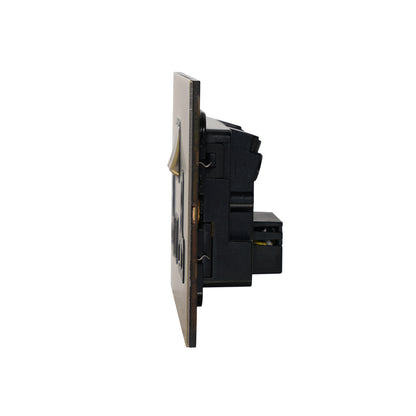 Double MF Socket 13A – On/Off + USB + Type-C – Stainless Steel