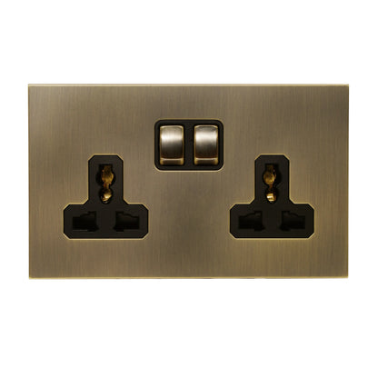 Double MF Socket 13A – On/Off – Stainless Steel