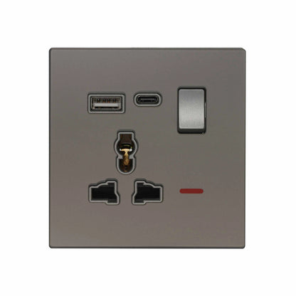 Single MF Socket 13A USB + Type-C (5V 2.1A) – Ultra Thin Acrylic Glass