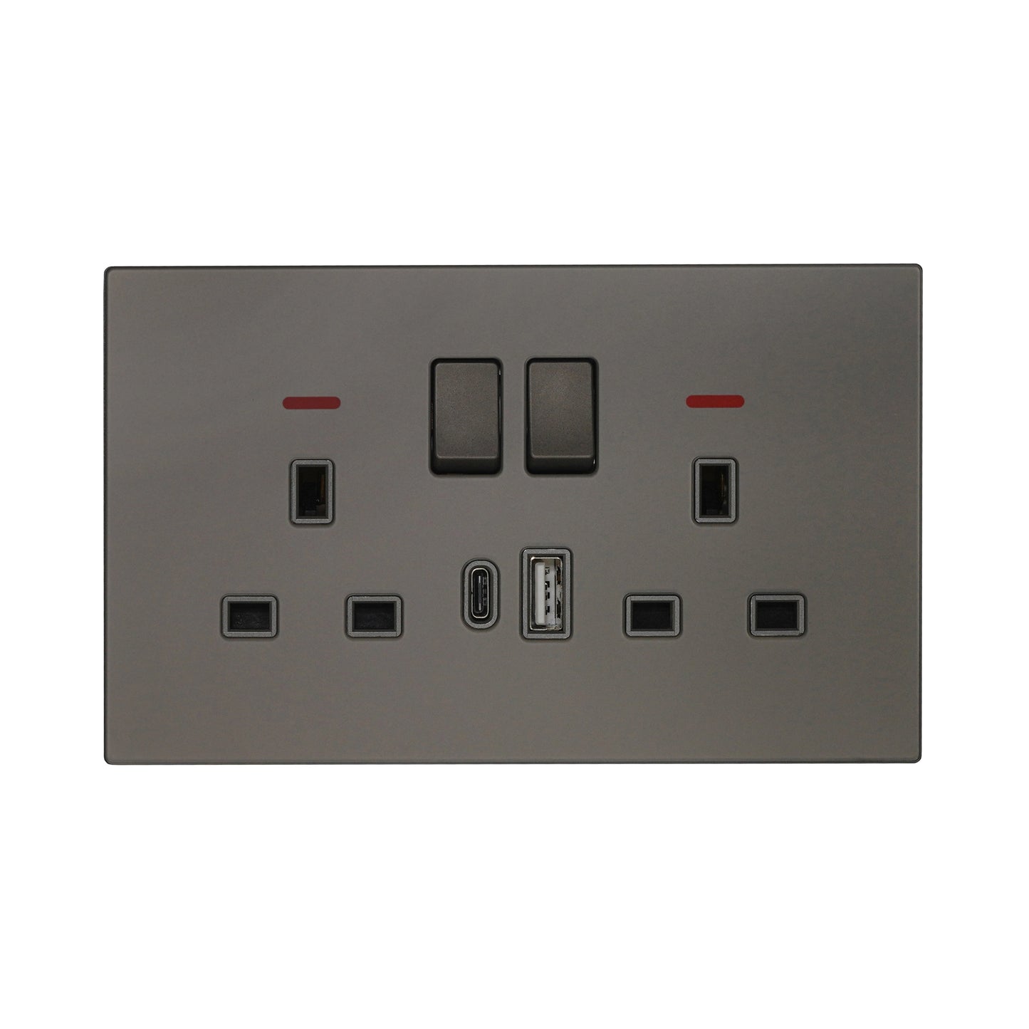 Double UK Socket 13A – USB + Type-C (5V 2.1A) – Ultra Thin Acrylic Glass
