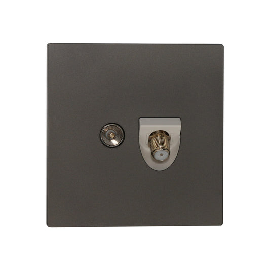 Satellite + TV Socket – Ultra Thin Plastic