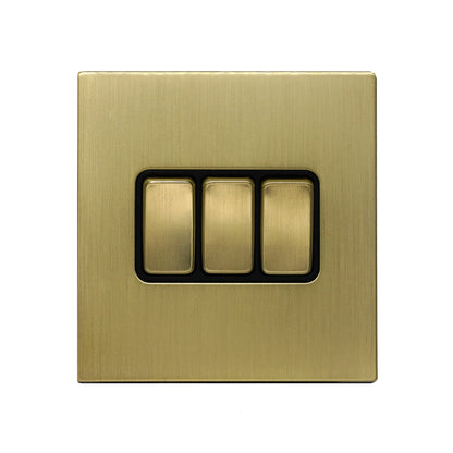 3 Gang 2 Way Switch – Rocker Button – Stainless Steel