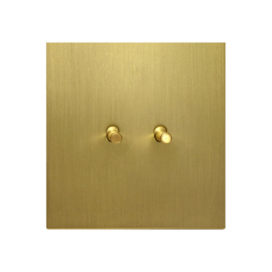 2 Gang 2 Way Switch – Plain Toggle – Stainless Steel / Copper