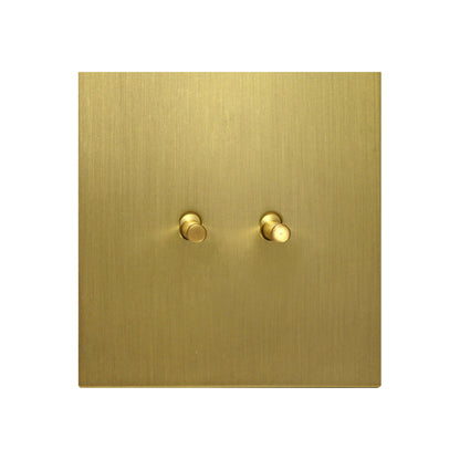 2 Gang 2 Way Switch – Plain Toggle – Stainless Steel / Copper