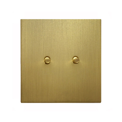 2 Gang Intermediate Switch – Plain Toggle – Stainless Steel / Copper