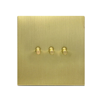3 Gang 2 Way Switch – Plain Toggle – Stainless Steel / Copper