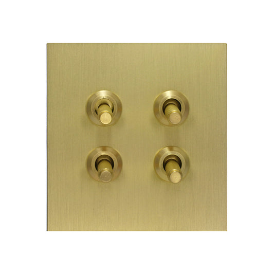 4 Gang 2 Way Switch (86) – Knurled Toggle – Stainless Steel / Copper