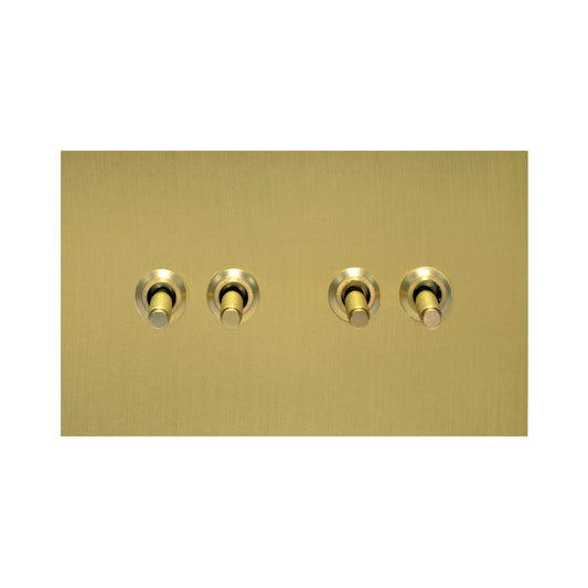 4 Gang 2 Way Switch (148) – Knurled Toggle – Stainless Steel / Copper