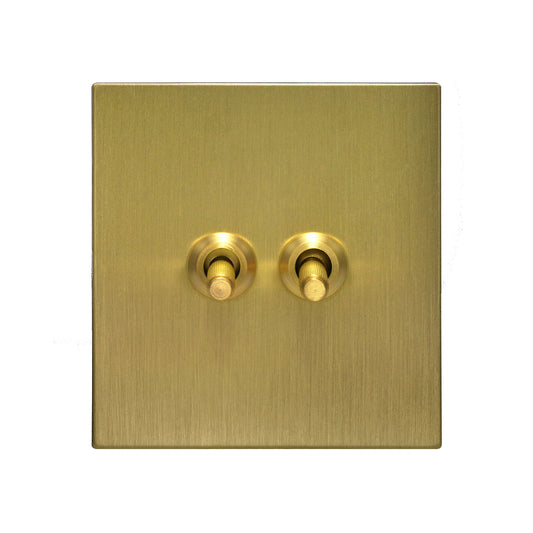 2 Gang Intermediate Switch – Plain Toggle – Stainless Steel / Copper