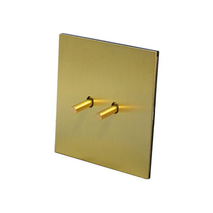2 Gang Intermediate Switch – Plain Toggle – Stainless Steel / Copper