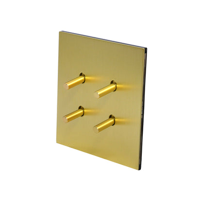 4 Gang 2 Way Switch (86) – Plain Toggle – Stainless Steel / Copper