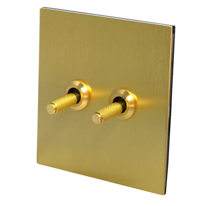 2 Gang Intermediate Switch – Knurled Toggle – Stainless Steel / Copper