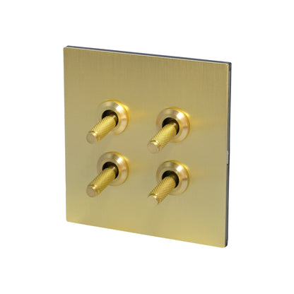 4 Gang 2 Way Switch (86) – Knurled Toggle – Stainless Steel / Copper