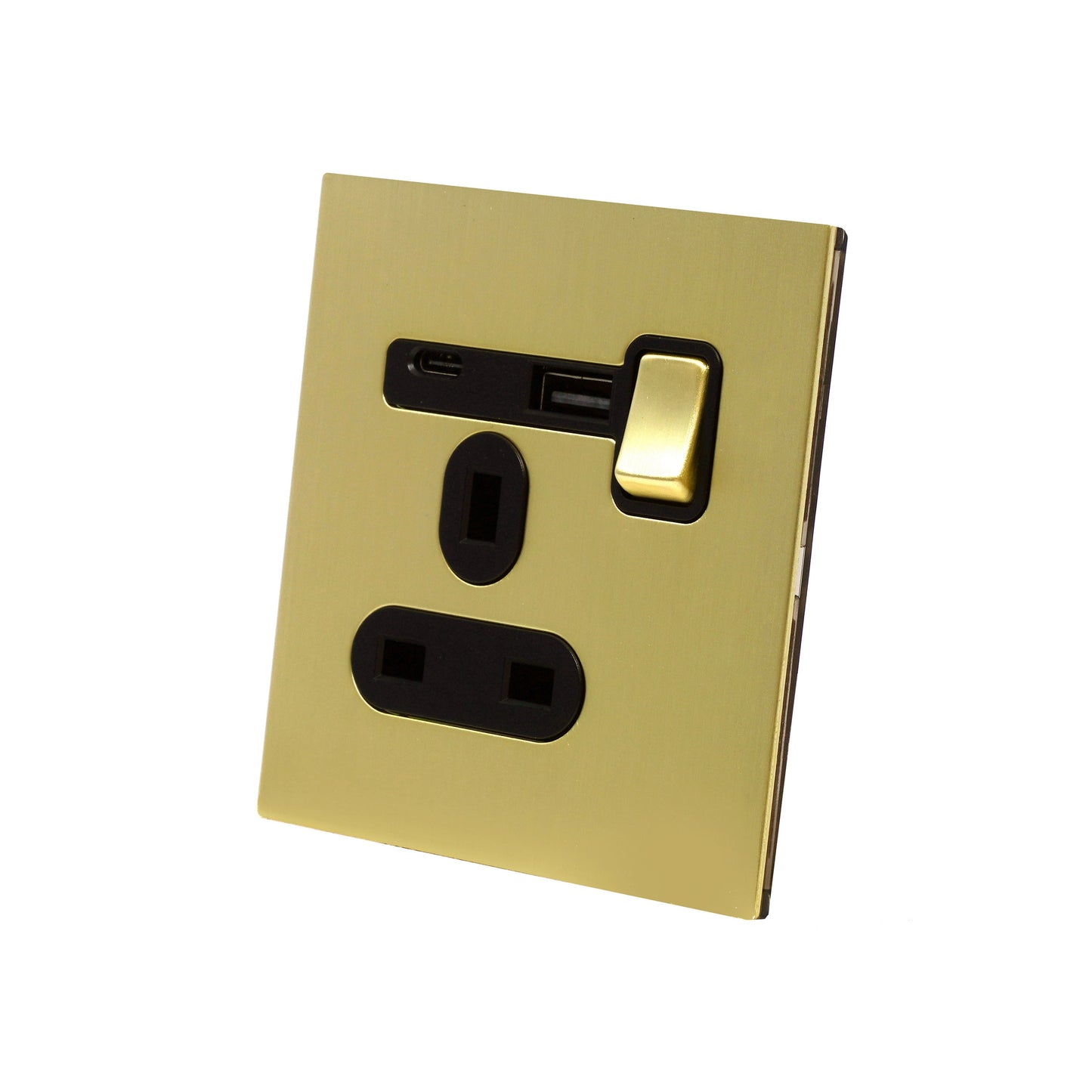 Single UK Socket 13A – On/Off + USB + Type-C – Stainless Steel