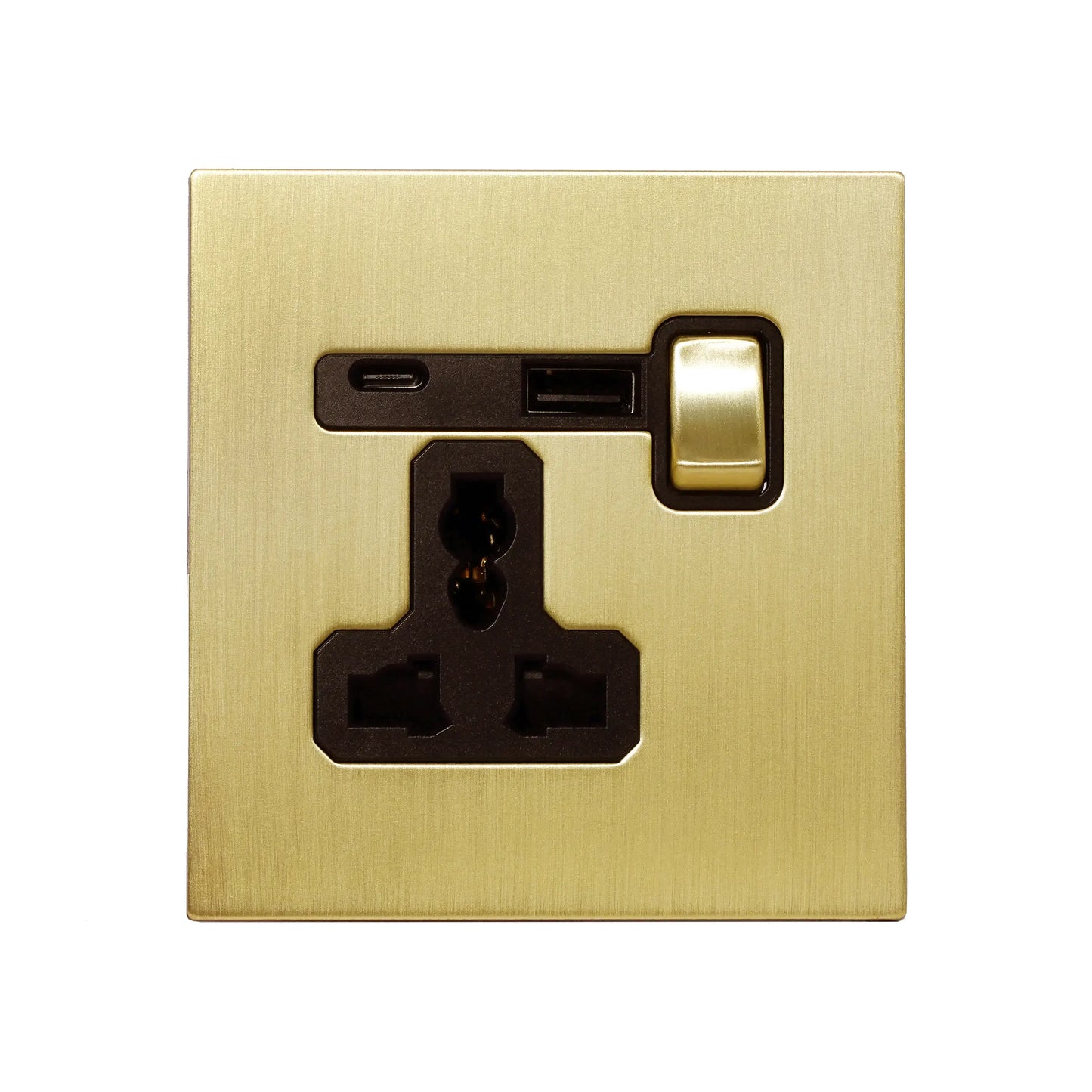 Single MF Socket 13A – On/Off + USB + Type-C – Stainless Steel