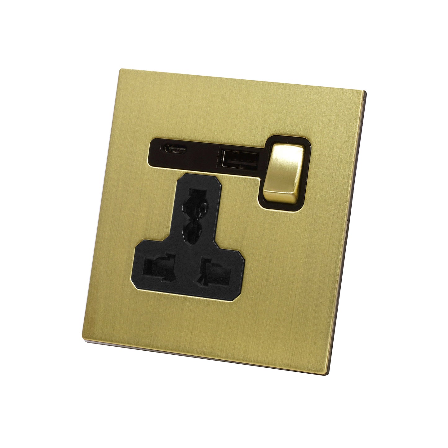 Single MF Socket 13A – On/Off + USB + Type-C – Stainless Steel