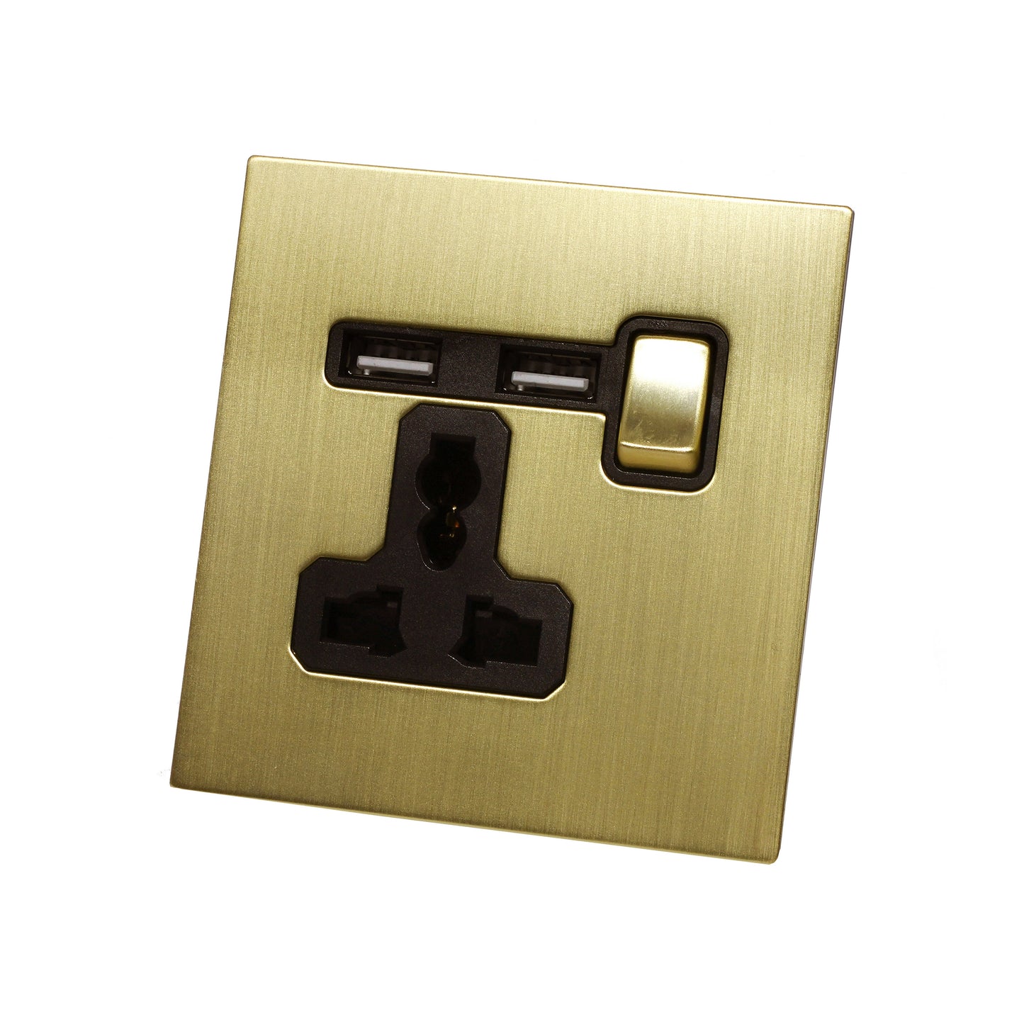 Single MF Socket 13A – On/Off + 2USB – Stainless Steel