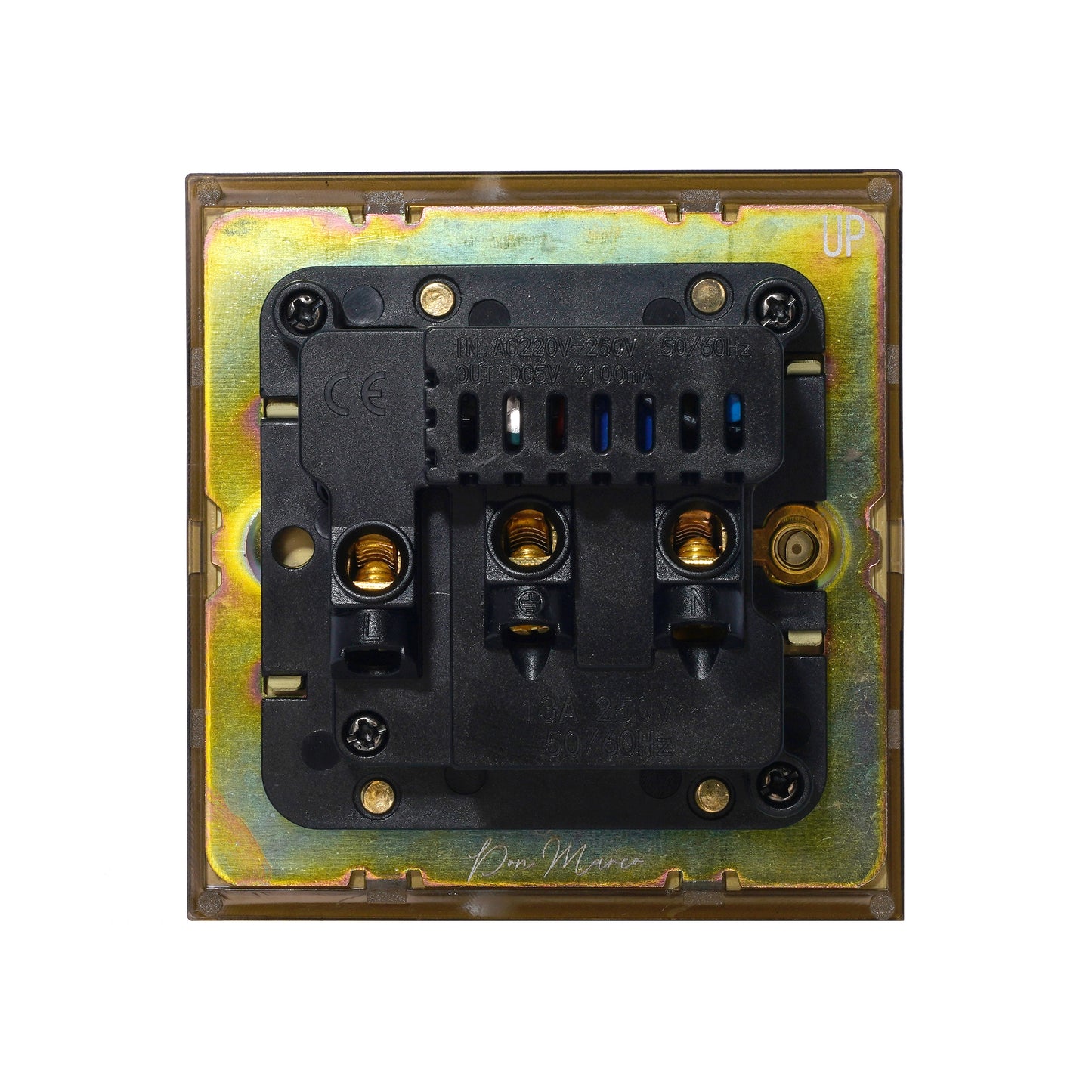 Single MF Socket 13A – On/Off + 2USB – Stainless Steel