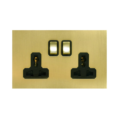 Double MF Socket 13A – On/Off – Stainless Steel