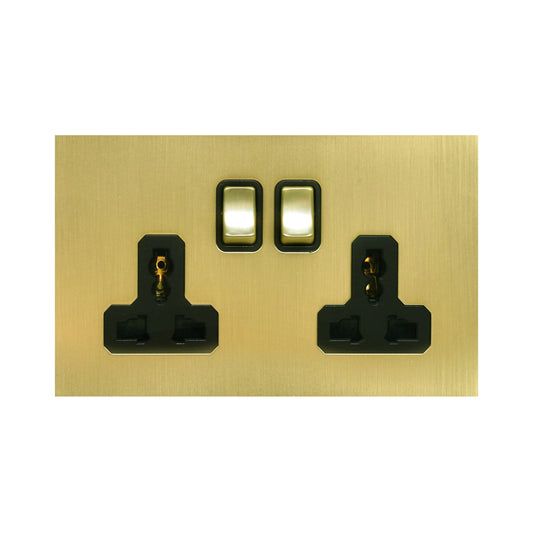 Double MF Socket 13A – On/Off – Stainless Steel