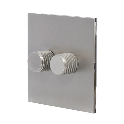 Double Light Dimmer – 2 x 500W Each – Stainless Steel