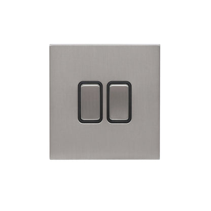 2 Gang 2 Way Switch – Rocker Button – Stainless Steel