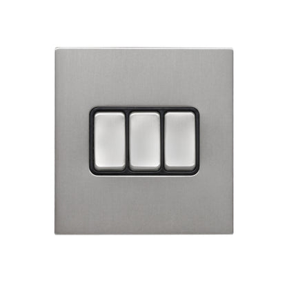 3 Gang 2 Way Switch – Rocker Button – Stainless Steel