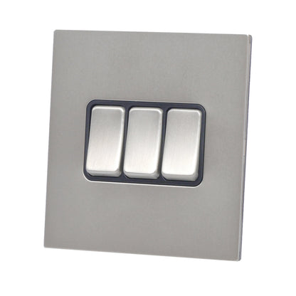 3 Gang 2 Way Switch – Rocker Button – Stainless Steel
