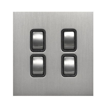 4 Gang 2 Way Switch (86) – Rocker Button – Stainless Steel