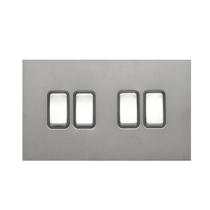 4 Gang 2 Way Switch (148) – Rocker Button – Stainless Steel