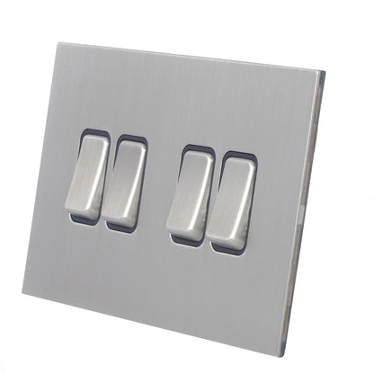 4 Gang 2 Way Switch (148) – Rocker Button – Stainless Steel