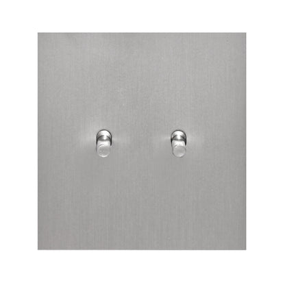 2 Gang 2 Way Switch – Plain Toggle – Stainless Steel / Copper