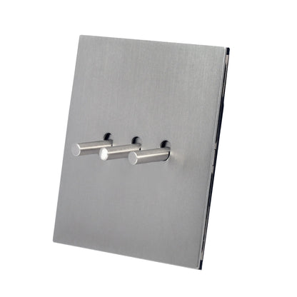 3 Gang 2 Way Switch – Plain Toggle – Stainless Steel / Copper