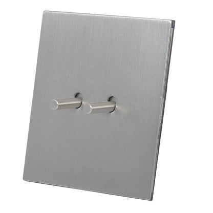 2 Gang Intermediate Switch – Plain Toggle – Stainless Steel / Copper