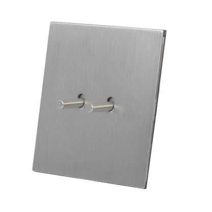 2 Gang Intermediate Switch – Plain Toggle – Stainless Steel / Copper