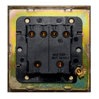 2 Gang 2 Way Switch – Plain Toggle – Stainless Steel / Copper