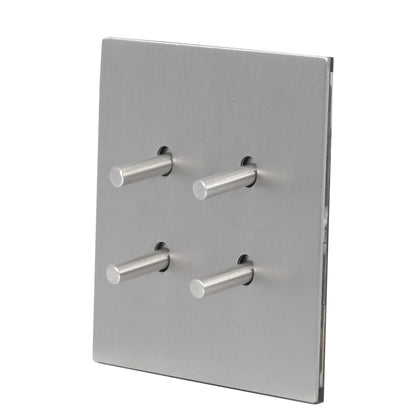 4 Gang 2 Way Switch (86) – Plain Toggle – Stainless Steel / Copper