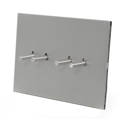 4 Gang 2 Way Switch (148) – Plain Toggle – Stainless Steel / Copper