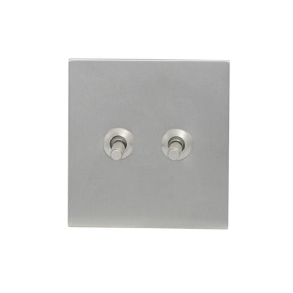2 Gang Intermediate Switch – Knurled Toggle – Stainless Steel / Copper