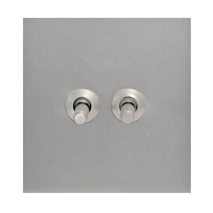 2 Gang 2 Way Switch – Knurled Toggle – Stainless Steel / Copper