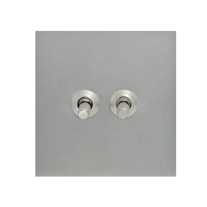 2 Gang 2 Way Switch – Knurled Toggle – Stainless Steel / Copper