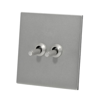 2 Gang 2 Way Switch – Knurled Toggle – Stainless Steel / Copper