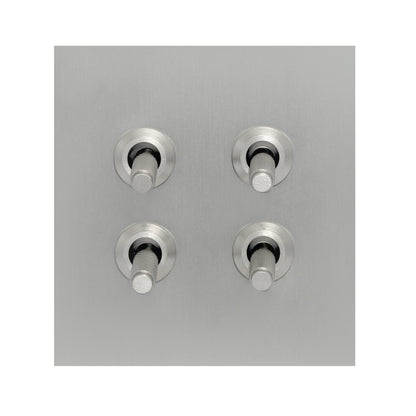4 Gang 2 Way Switch (86) – Knurled Toggle – Stainless Steel / Copper