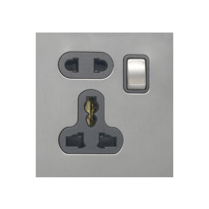 Single 5-Pin Socket 13A – On/Off – Stainless Steel