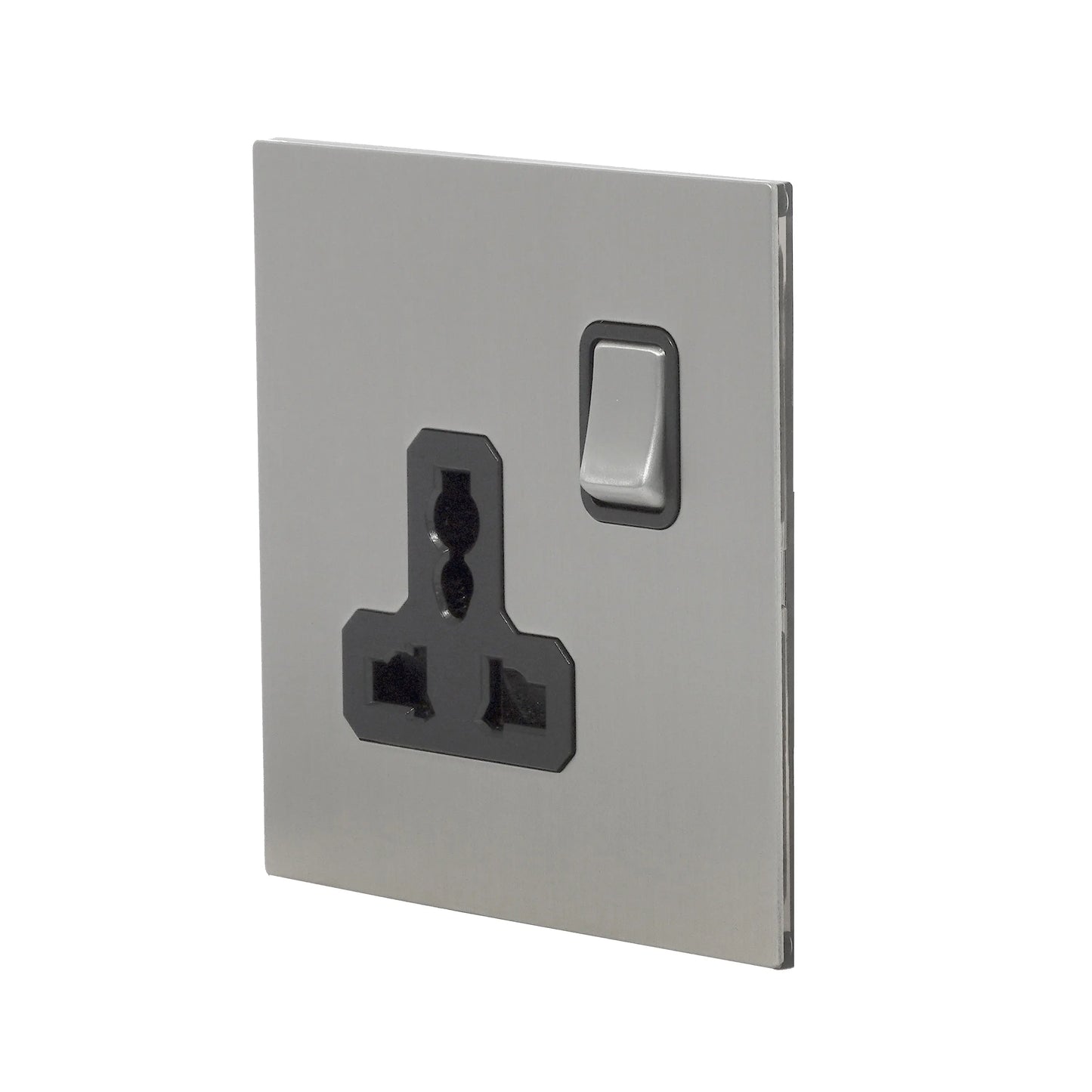 Single MF Socket 13A – On/Off – Stainless Steel