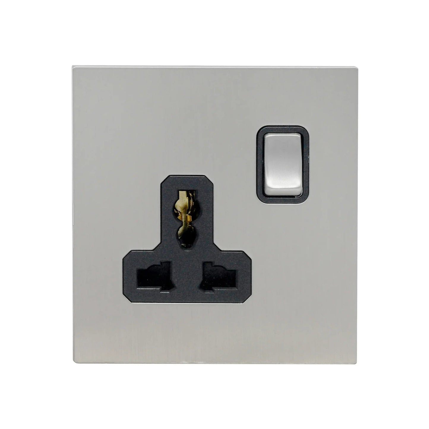Single MF Socket 13A – On/Off – Stainless Steel