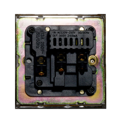 Single UK Socket 13A – On/Off + USB + Type-C – Stainless Steel