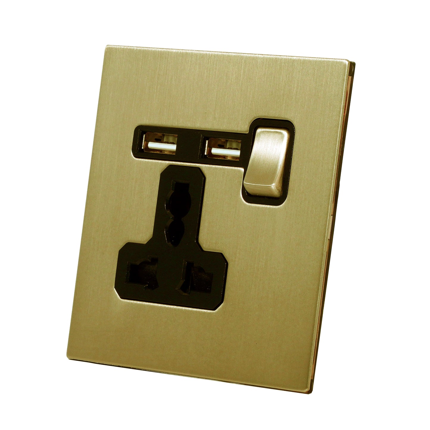 Single MF Socket 13A – On/Off + 2USB – Stainless Steel