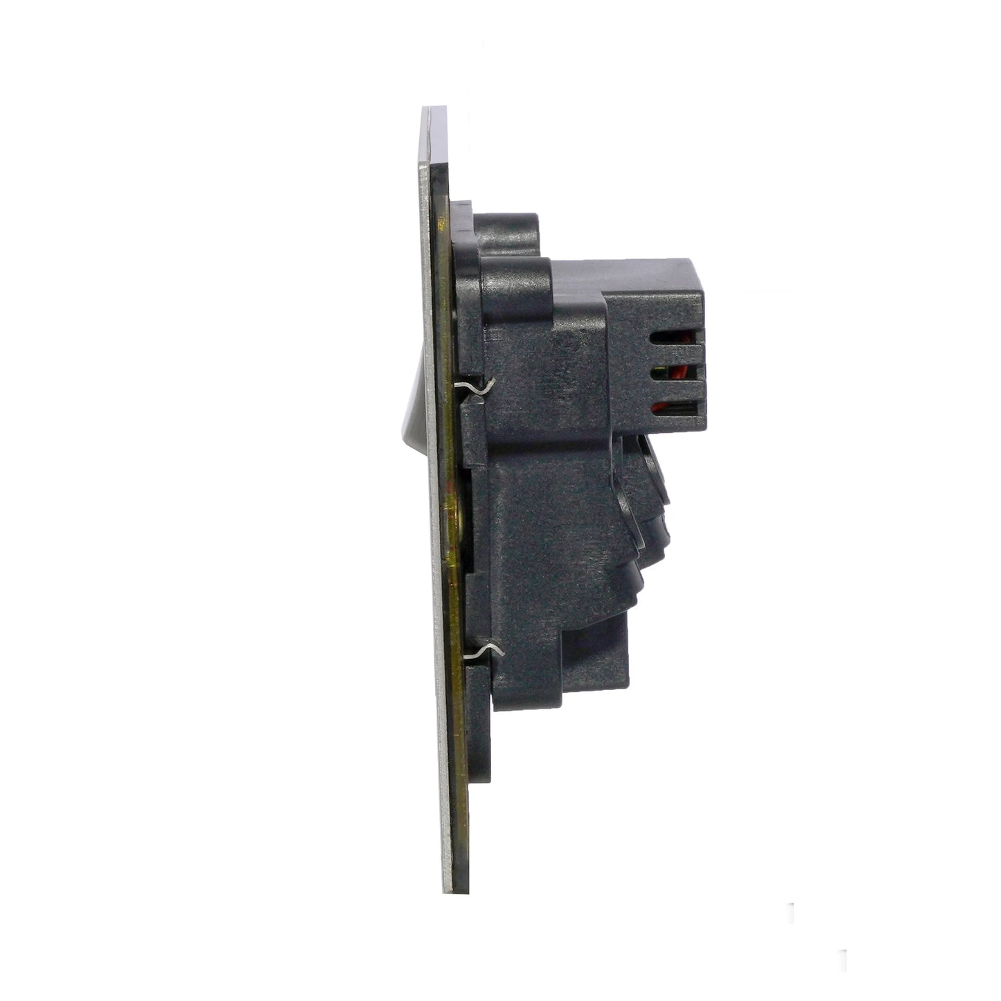 Single MF Socket 13A – On/Off + 2USB – Stainless Steel